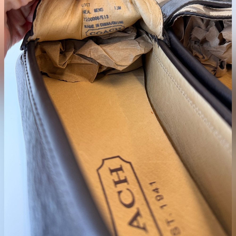 Coach Men’s Neal Signature C Jacquard Leather Driving Loafers Brown Q907 Size 13 - Picture 8 of 12